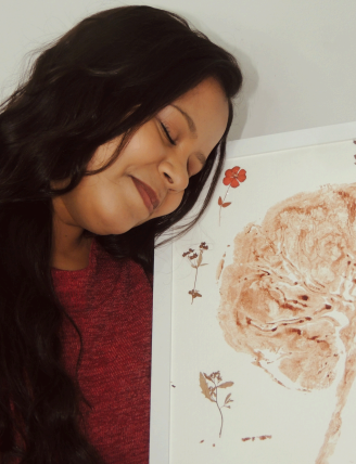 Arte de placenta com flores